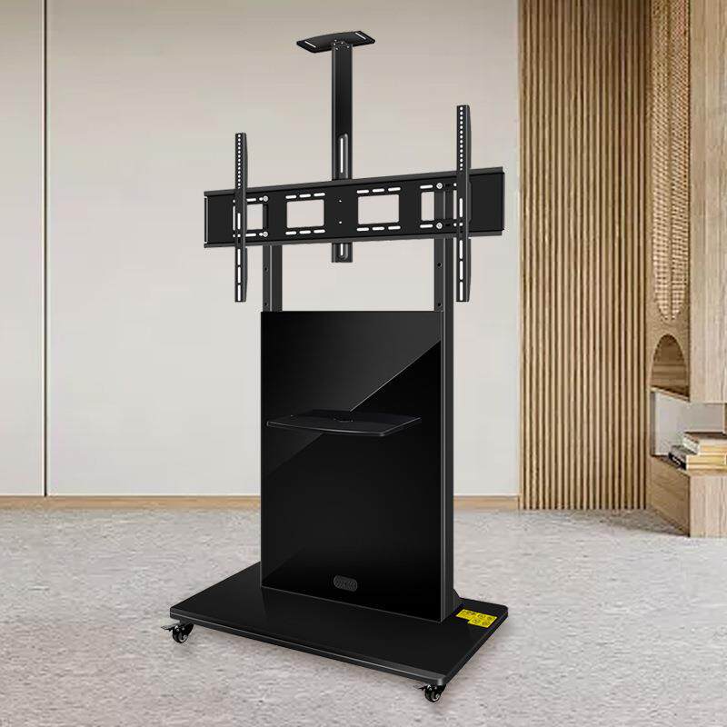 100寸可移动电视支架落地可移动型推车屏幕挂教学会议带轮一体机