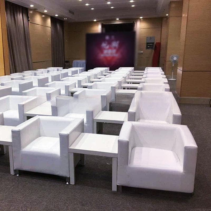 双人靠背商务会展白色会皮贵宾接待沙发单人沙发黑色活动卡座全皮