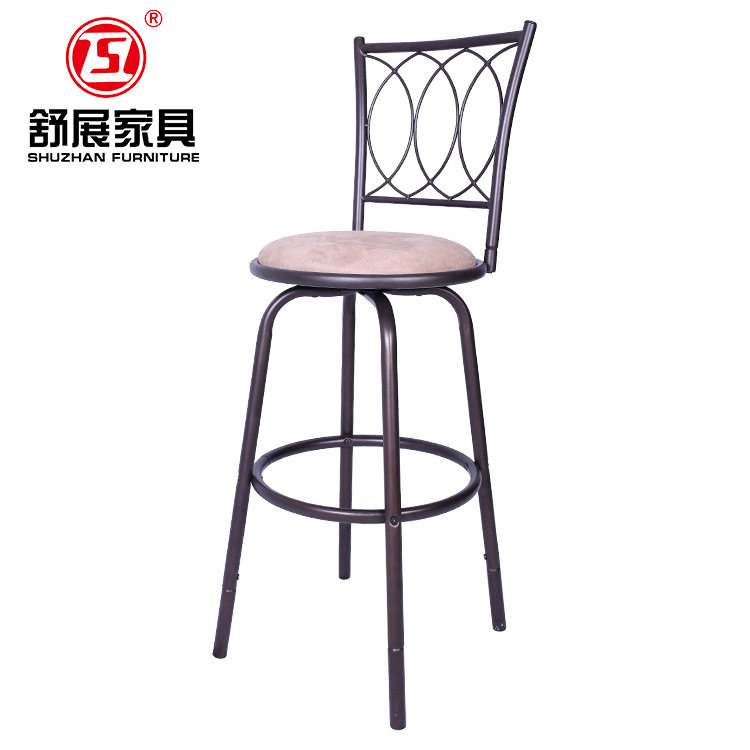北欧复古旋转铁艺靠背吧台椅