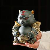 生肖老虎摆件虎年吉祥物卡通创意茶宠人造石材雕塑工艺品桌面装 饰