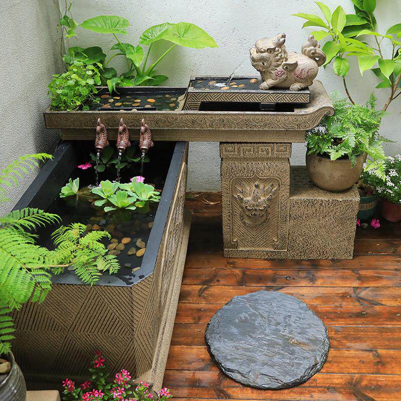 汉韵堂创意装饰庭院流水摆件中式户外花园露台造景鱼池循环水景观