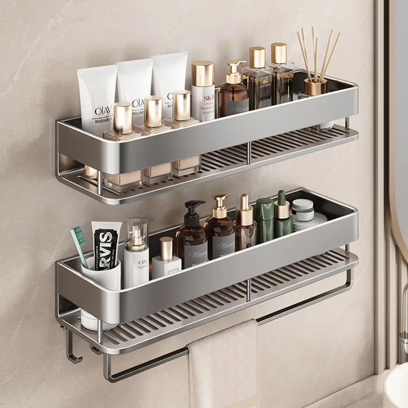 【热销】九牧优勤浴室置物架卫生间厕所洗漱台免打孔墙上收纳马桶