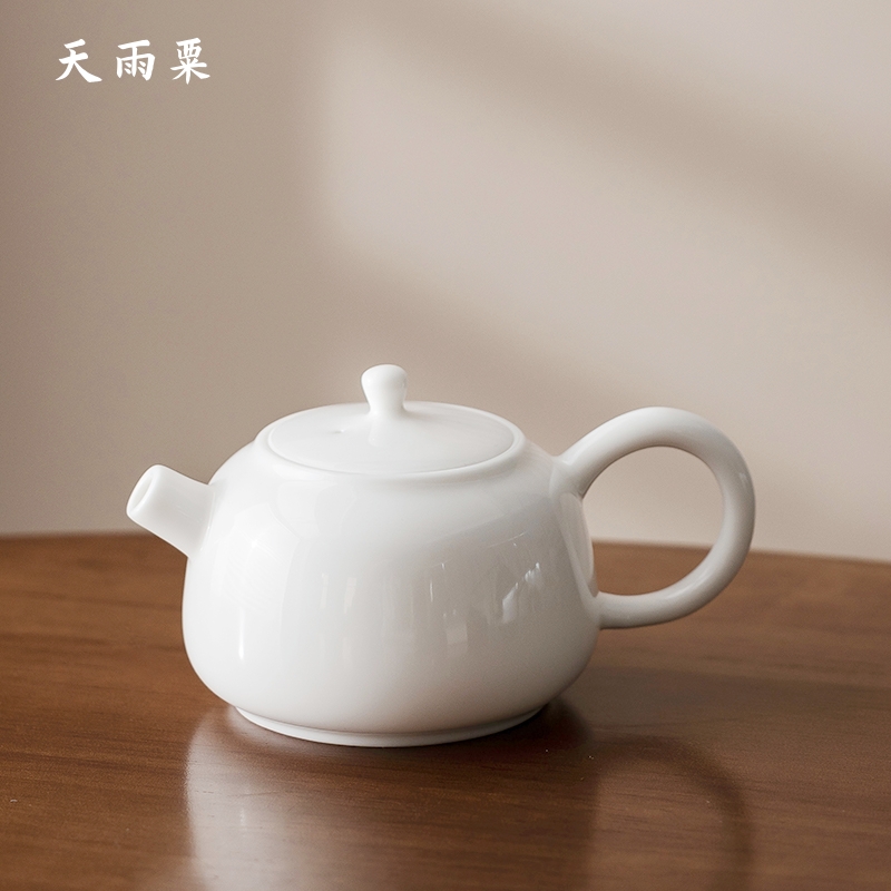 羊脂玉白瓷如意凤鸣壶泡茶壶