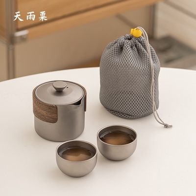 天雨粟 户外纯钛旅行茶具快客杯防烫便携式泡茶器露营登山装备