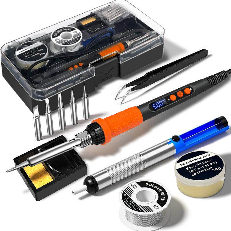 新款电烙铁套装12件套工具盒装可出亚马逊数显调温烙铁焊接工具