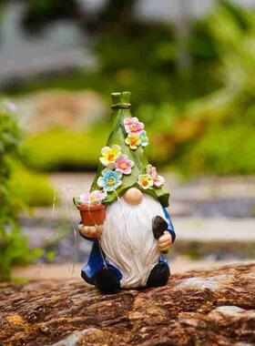 跨境太阳能花园摆件户外花园地精园艺庭院造景布置客厅阳台创意装