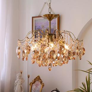 跨境轻奢浪漫主卧室水晶吊灯法式 复古餐厅客厅衣帽间婚礼灯具 美式