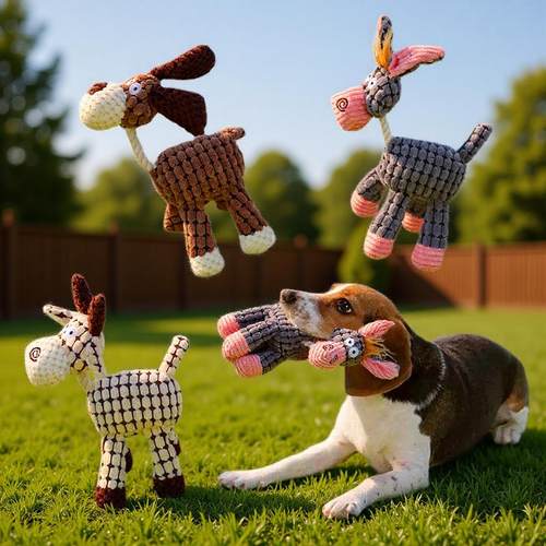 宠物用品跨境厂家毛绒小毛驴磨牙啃咬玩具呆驴可爱造型狗玩具