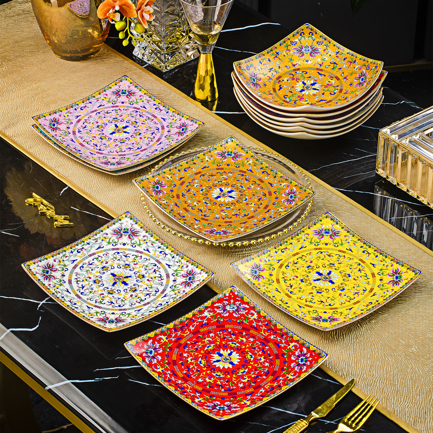 景德镇陶瓷盘子家用高级感四方形