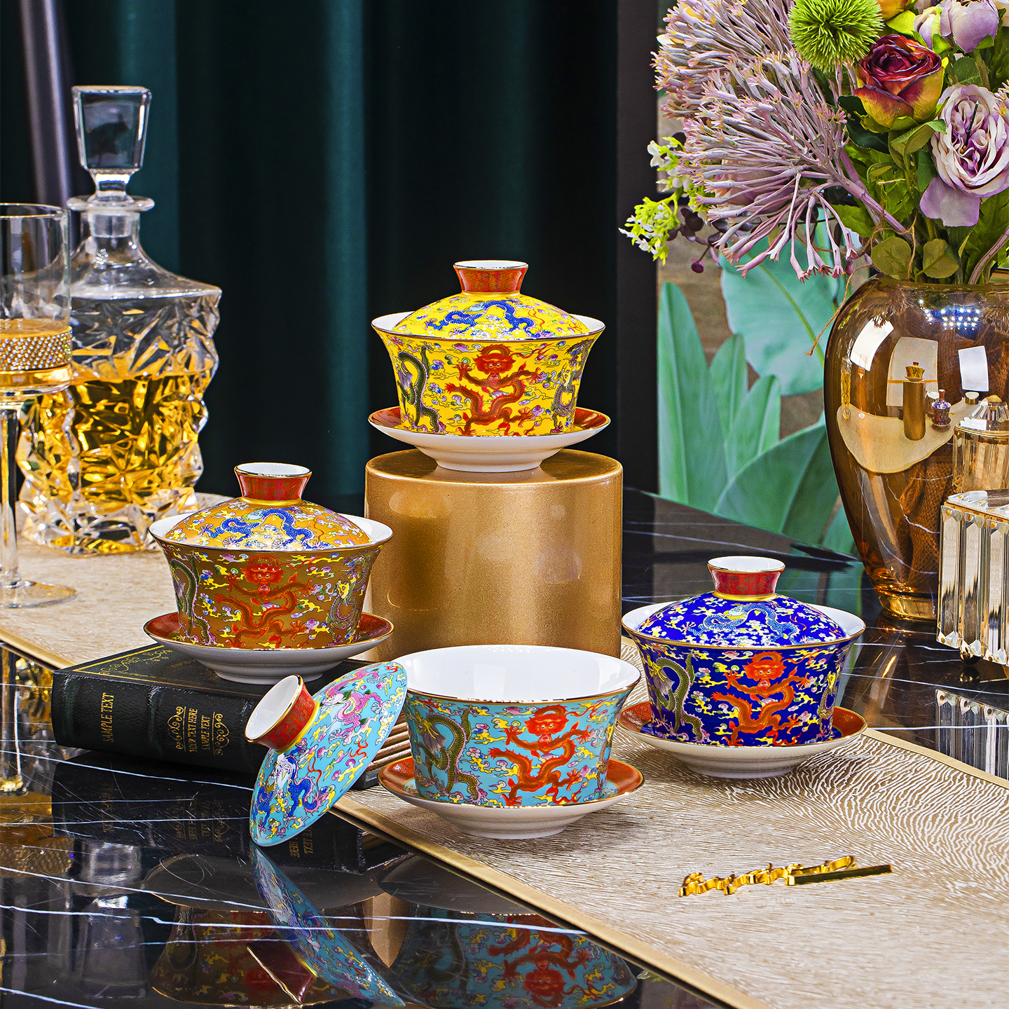 景德镇三才盖碗礼盒装