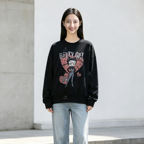 贝蒂印花卫衣女秋季宽松