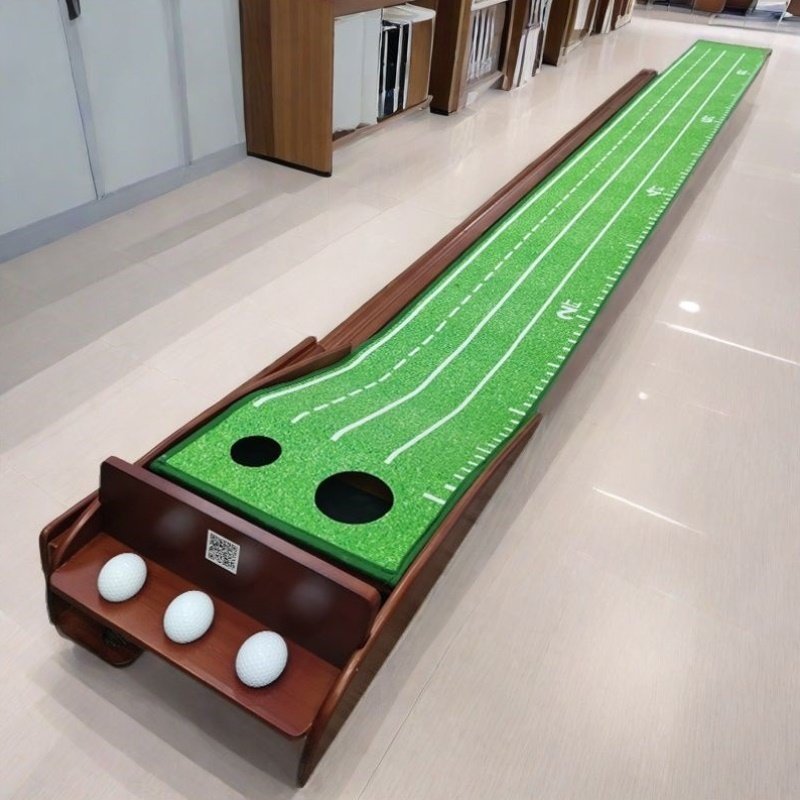 高尔夫球推杆训练器红木推杆地毯自动回球办公室套装室内成人儿童