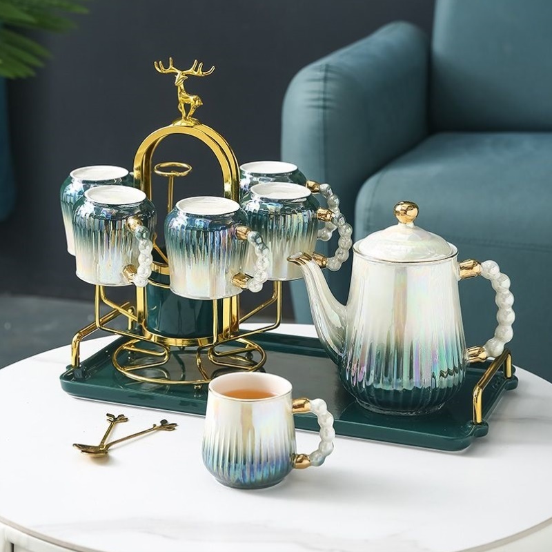 北欧轻奢陶瓷水杯茶杯茶具套装家用现代简约待客杯子结婚陪嫁水具