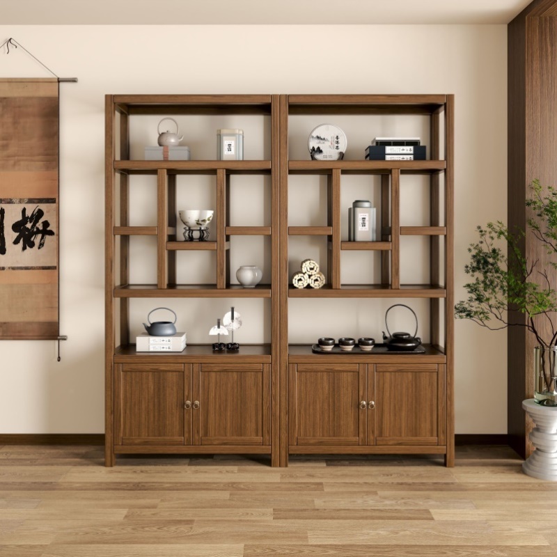 橡木全实木博古架新中式实木收纳柜多宝阁阳台茶叶柜置物柜