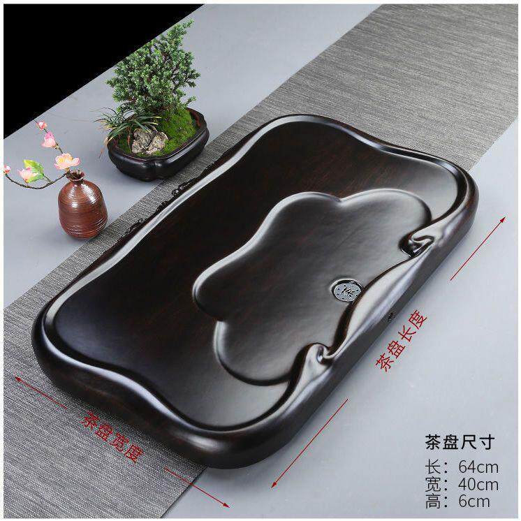 黑檀木茶盘实木精雕双龙