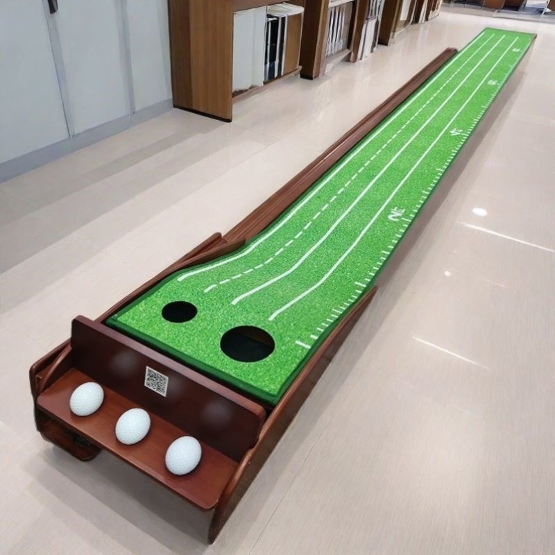 高尔夫球推杆训练器红木推杆地毯自动回球办公室套装室内成人儿童