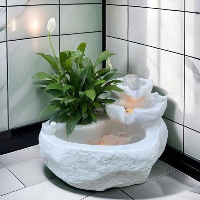 假山加湿滚球家居客厅玄关办公招财送礼桌面真绿植盆景喷泉摆件