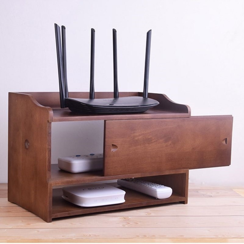 wifi收纳盒实木路由器收纳盒电视机顶盒网线无线卧室客厅桌面木质