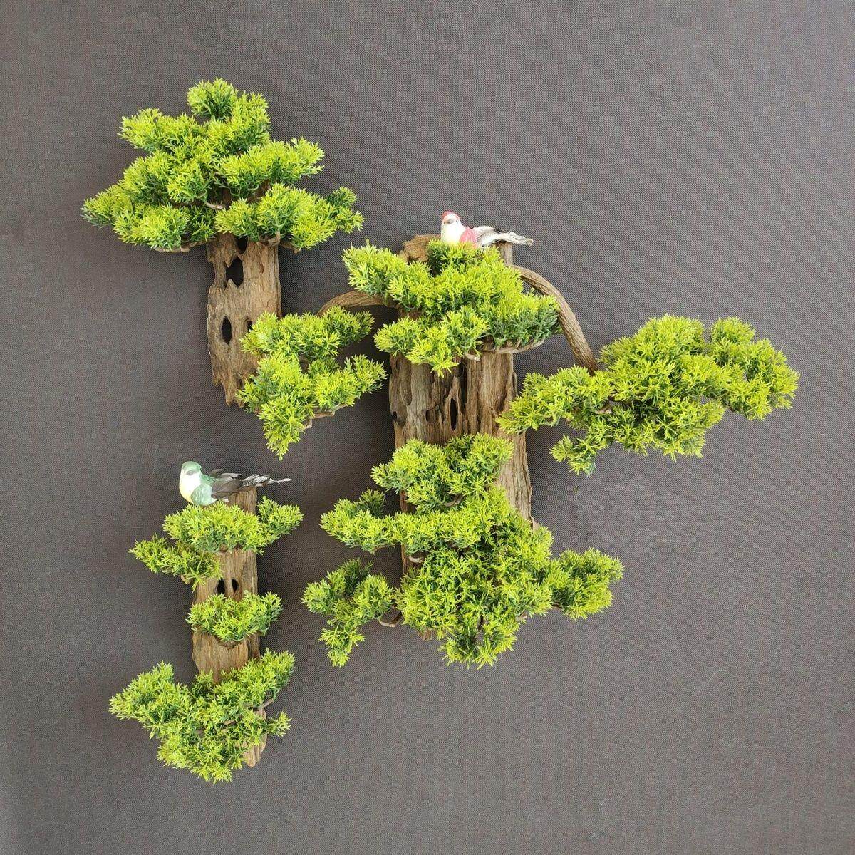 仿真迎客松手工小树墙上