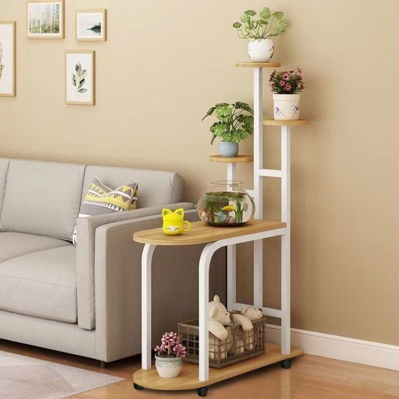 落地式多层北欧简约室内花架家用客厅边几铁艺花盆鱼缸装饰置物架