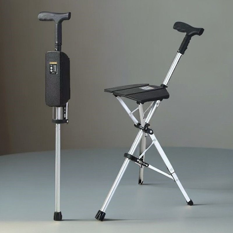 智能拐杖凳子折叠便携拐杖康复走路老年人拐杖椅子两用防滑拐杖凳