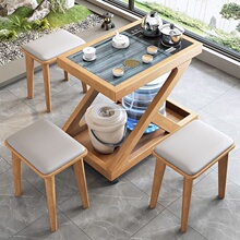 全实木茶桌可移动侧柜阳台小茶桌茶吧机家用迷你版网红移动式茶桌