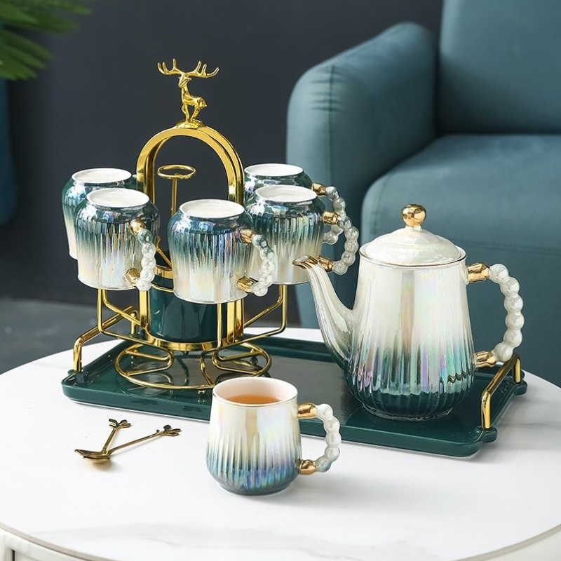 北欧轻奢陶瓷水杯茶杯茶具套装家用现代简约待客杯子结婚陪嫁水具