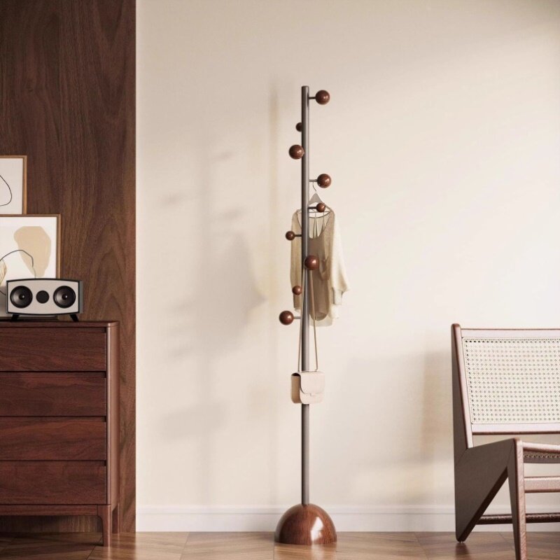 法式中古卧室落地挂衣架家用转角入户衣帽架衣架置物架黑色复古风