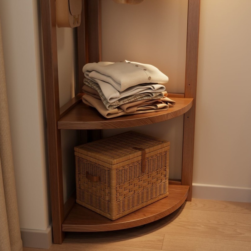 实木转角衣帽架落地卧室挂衣架简易置物架家用拐角挂衣服架子