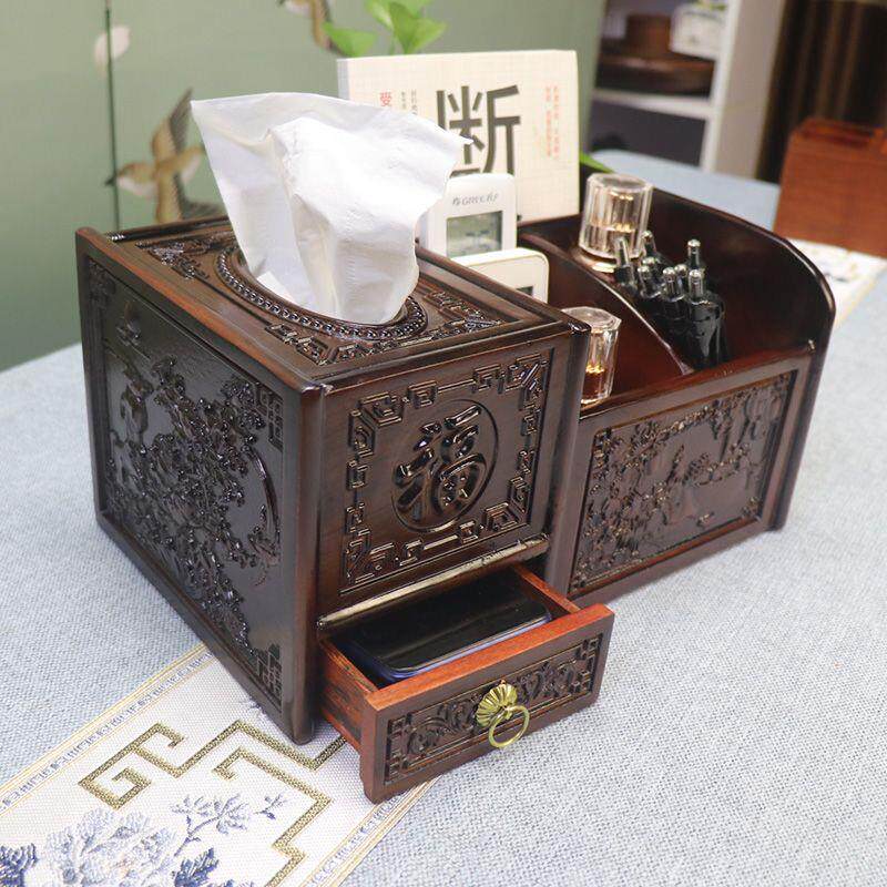 深色黑檀色桌面收纳盒复