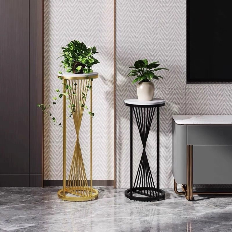 北欧大理石花架子客厅落地电视旁铁艺阳台简约多层植物花盆架