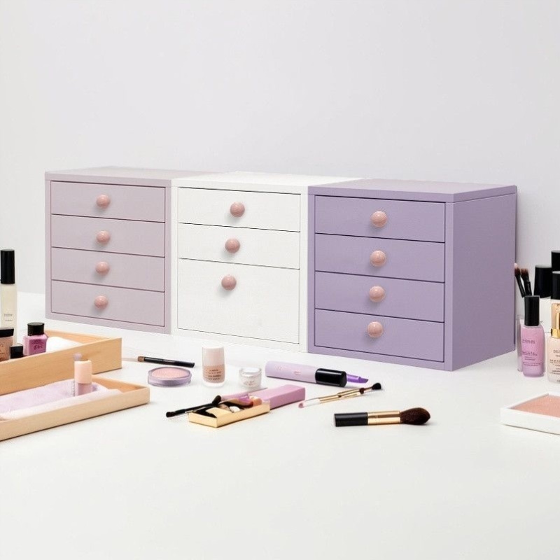 桌面收纳抽屉式玄关收纳盒化妆品护肤品a4纸办公家用收纳储物柜