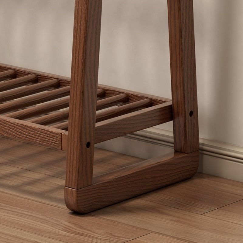 品牌全实木衣帽架置物架家用橡胶木多功能挂衣收纳储物落地式简约