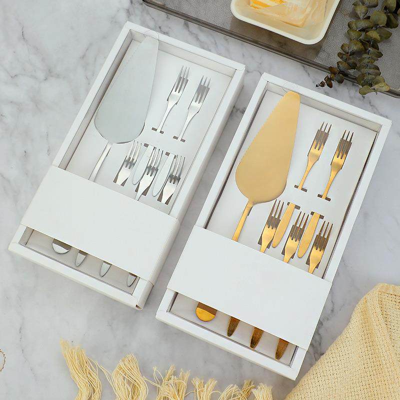 岛奇蛋糕刀叉不锈钢雪糕勺金色蛋糕叉蛋糕勺水果叉套装工厂直销可