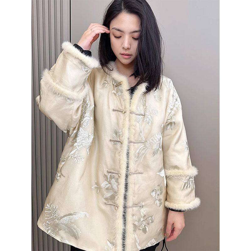 新中式女装盘扣棉服外套女冬季2023新款唐装高级感超好看国风上衣