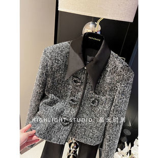 白鸭绒小香风羊毛外套短款羽绒服小个子短款高端欧货女装