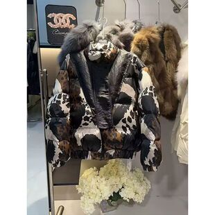 豹纹羽绒服2025新款超好看时尚洋气高端小个子面包服羽绒外套