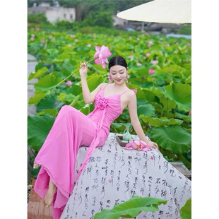 吊带连衣裙禅意清冷感夏季拍下旅行度假长裙高级