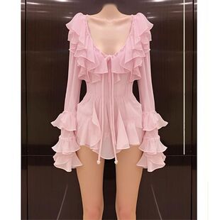 夏装多巴胺小个子高级感穿搭粉色连衣裙气质显身材海边度假裙子女