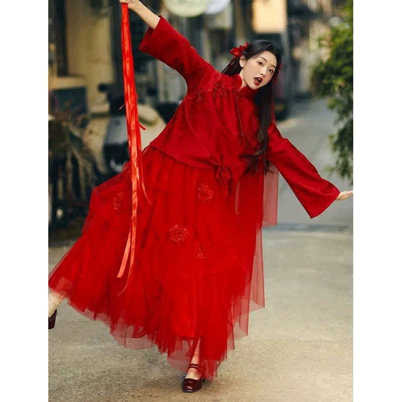 新中式改良旗袍晨袍女新娘高级感气质敬酒服结婚订婚礼服日常可穿