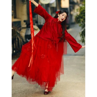 新中式改良旗袍晨袍女新娘高级感气质敬酒服结婚订婚礼服日常可穿