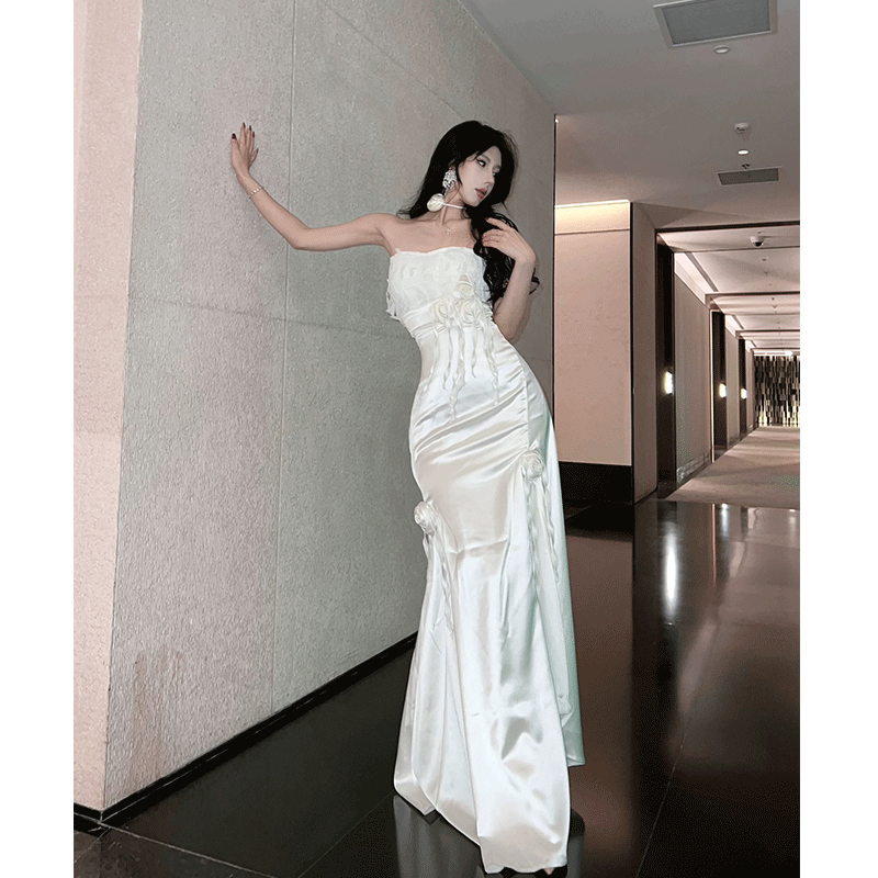 礼法式礼服裙夏季新款缎