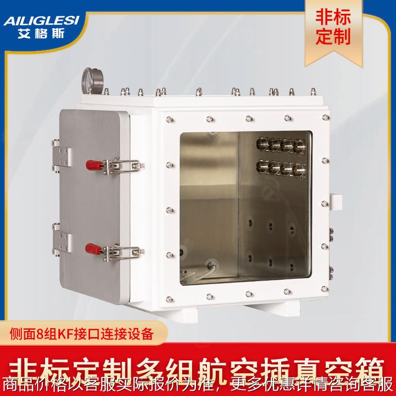 工业真空箱实验室航空插KF法兰接口全开门不锈钢可抽真空密封箱