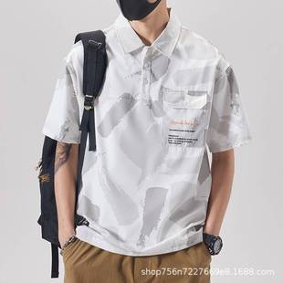 帅气潮流休闲上衣 夏季 宽松短袖 T恤2025年舒适百搭翻领男士 POLO衫
