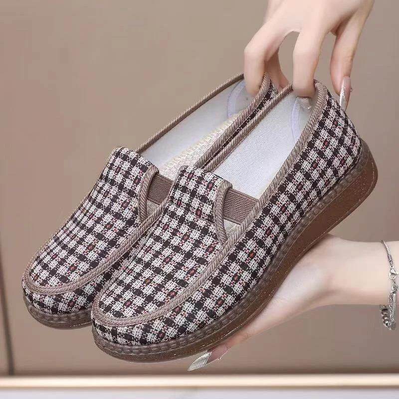 杰克卡沃斯淼森创女鞋单鞋老北京布鞋女平底一脚蹬妈妈鞋春夏软底