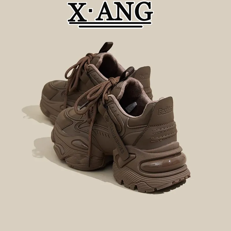 真皮老爹鞋女款2025春季新款时尚百搭厚底内增高女鞋休闲运动鞋,女鞋,休闲板鞋,淘宝优惠券,粉丝福利购,淘宝优惠卷