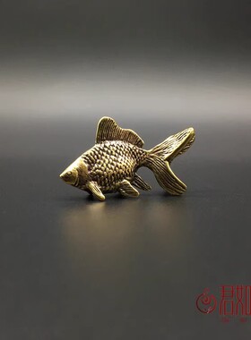实心黄铜迷你小金鱼摆件
