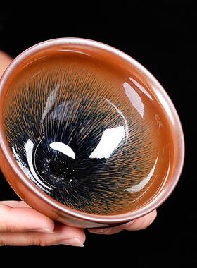 建阳建盏发12口径大TJQ茶盏原批矿铁胎矿黑瓷宋代点茶原碗深斗号