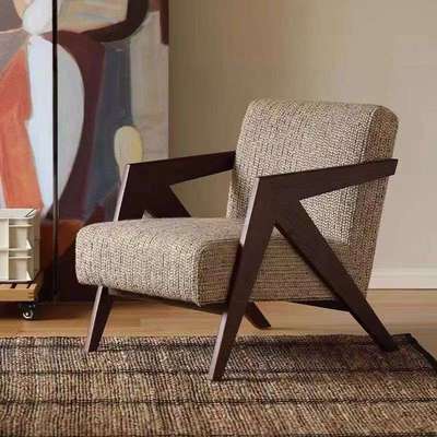 理查德单沙师发椅式中古客厅阳台休闲椅子实木设HWV计懒法人人沙