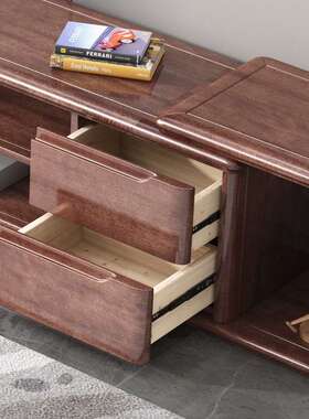 中式可胡桃木实木视柜茶几组合简约电现代A262#客厅家用柜伸缩矮